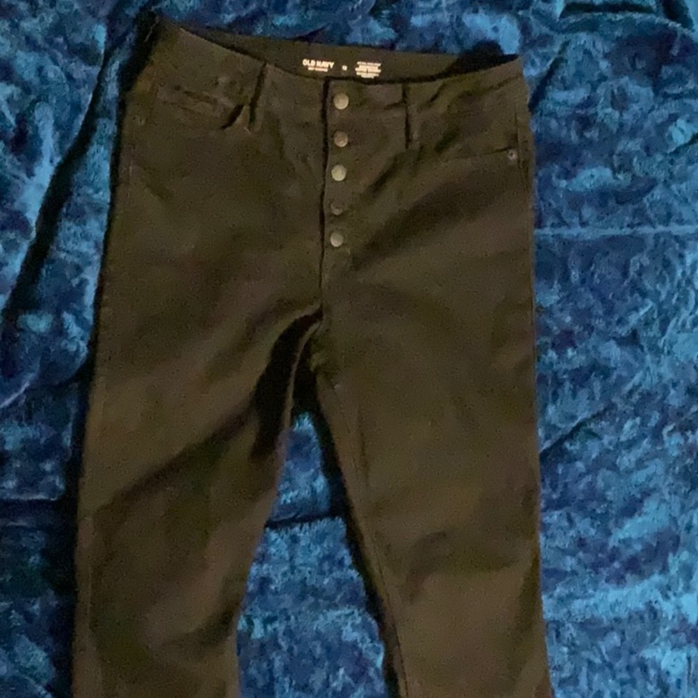 Black Old Navy Button-Fly Jeans Extra High Rise Rockstar Super Skinny Size 12